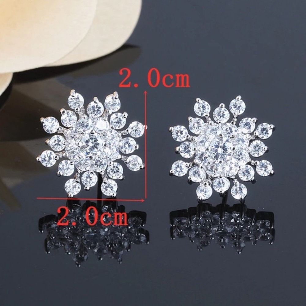 Large Sterling Silver Snowflake Earrings - Picture 3 of 3